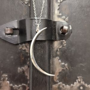 Sterling Silver Slender Crescent Moon Necklace
